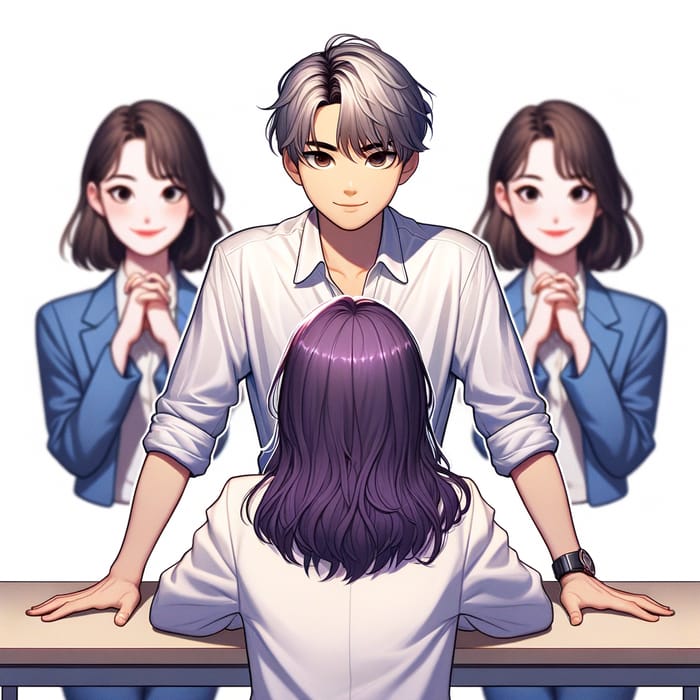 Jungkook BTS with Girl with Purple Hair at Table Jungkook BTS with Girl with Purple Hair at Table