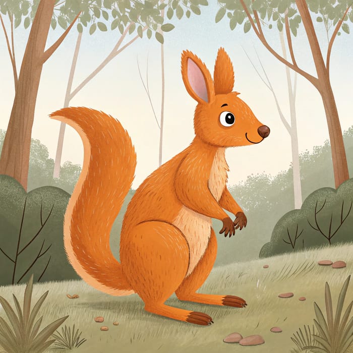 Orange Kangaroo-Squirrel Hybrid Creature