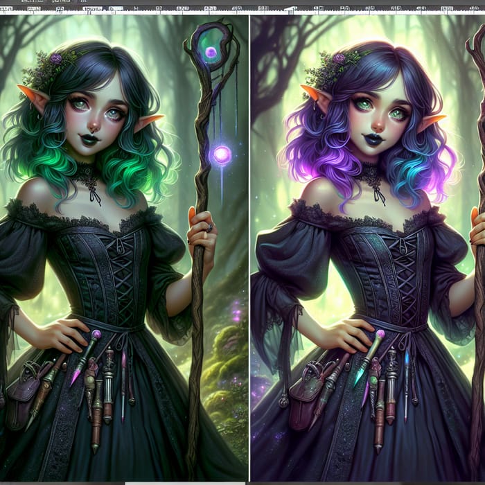 Enchanting Tiefling Sorceress Girl in Gothic Fantasy Setting