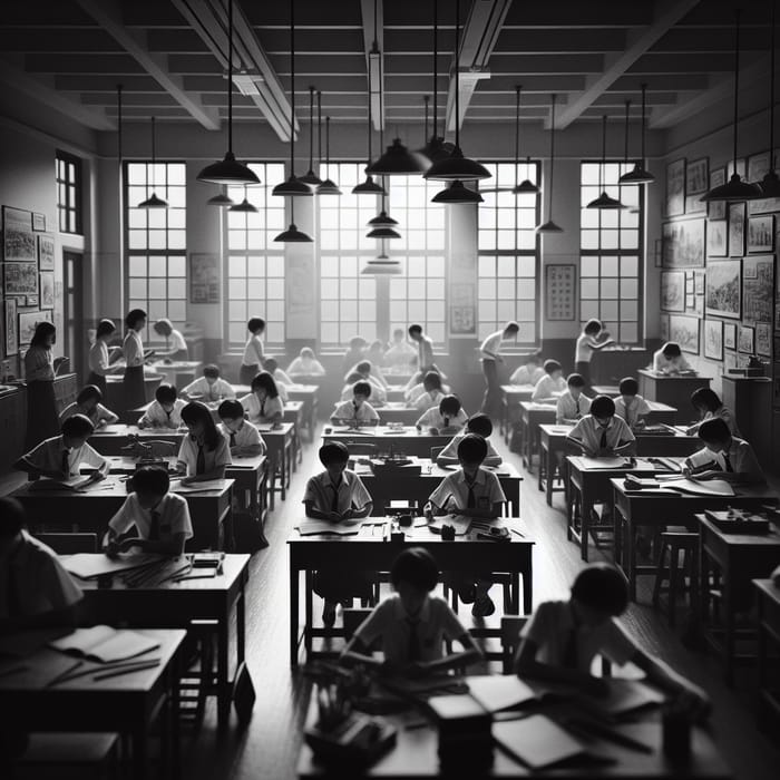 Vintage Black and White Classroom Photography | Engaged Students Documentary Style