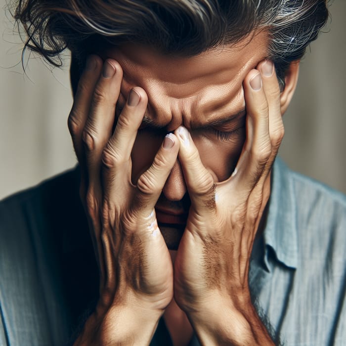 Close-up of Man Concentrating with Eyes Closed