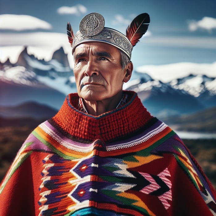 Indigenous Mapuche Chief in Traditional Attire | Chile - Chiled Chief Indigenous Mapuche Chief in Traditional Attire | Chile - Chiled Chief