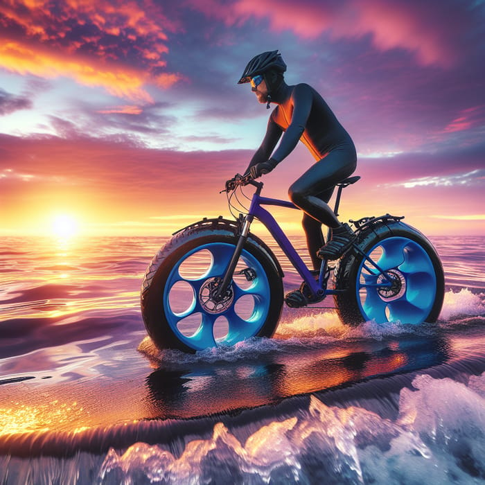 Exciting Water Biking Adventure: Riding on Waves at Sunset