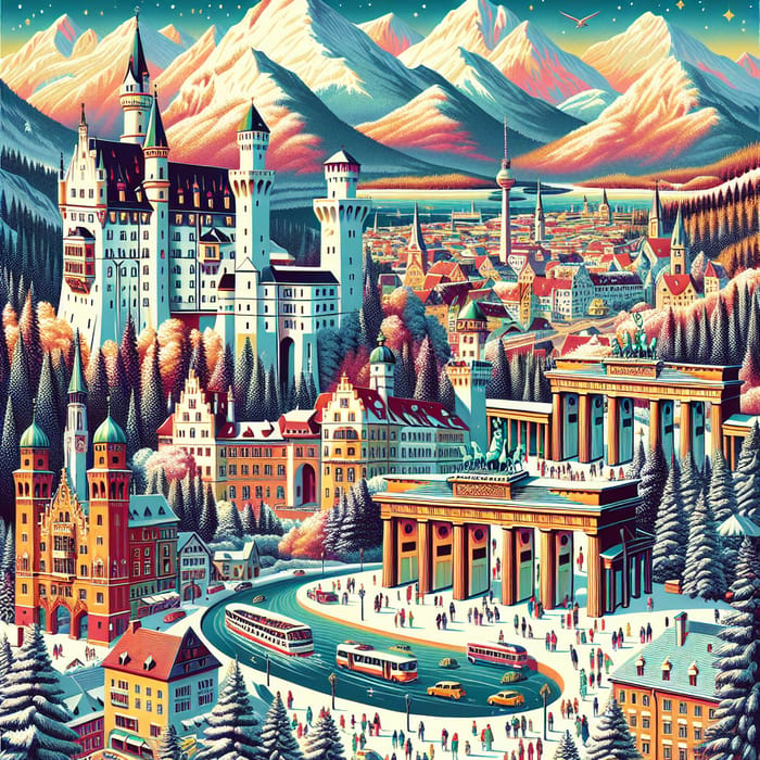 Discover Germany's Enchanting Landmarks - Travel Poster Art