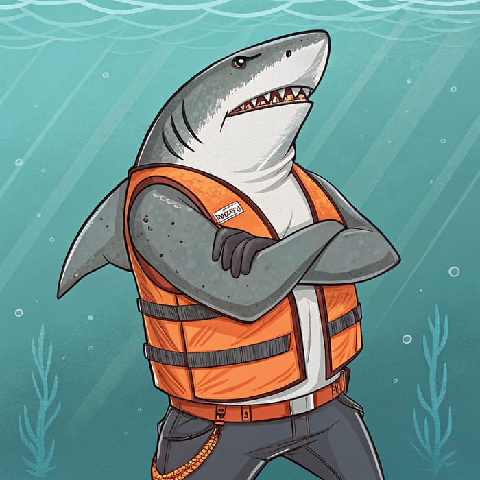 Muscular Shark in Safety Vest