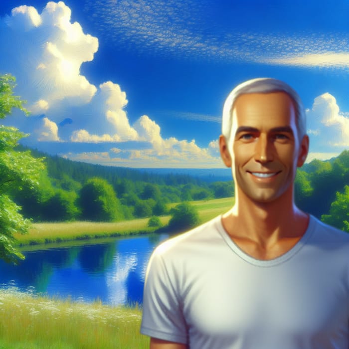 Tranquil Outdoor Scene with Smiling Individual