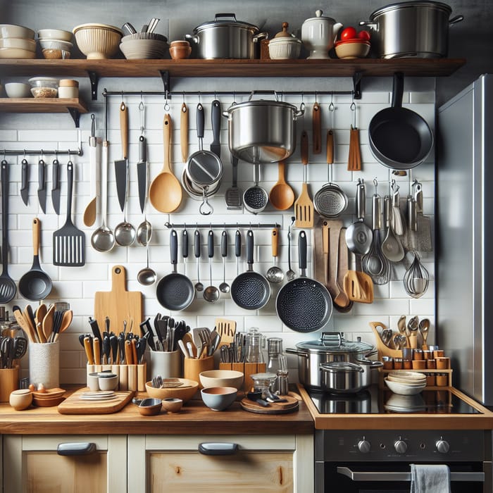 Well-Organized Kitchen Tools and Cooking Utensils Setup