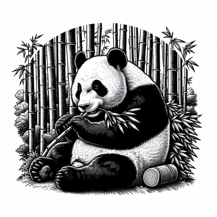 Panda Bear in Tranquil Bamboo Habitat