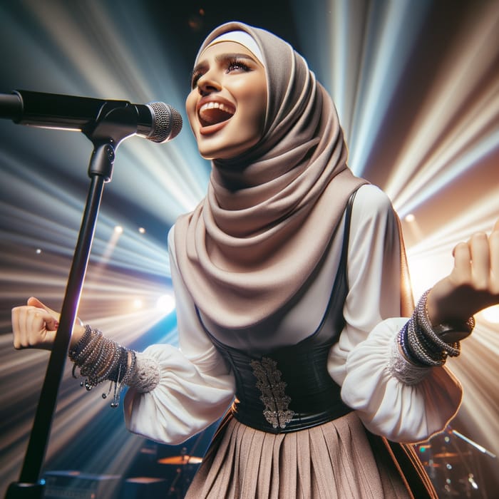 Vibrant Concert Performance by Muslim Female Singer