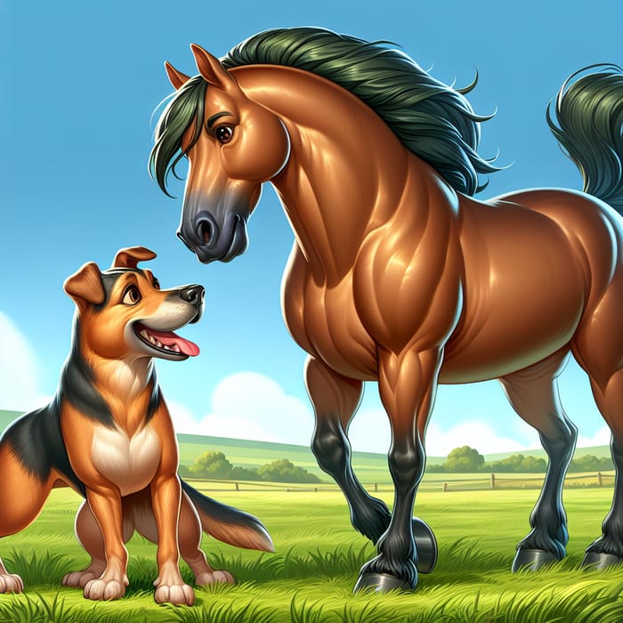 Playful Dog and Horse Interaction