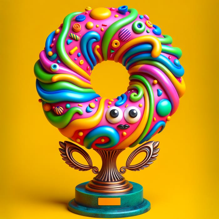 Whimsical Donut Trophy Inspired by Pop Art | Vibrant Colors & Bold Lines