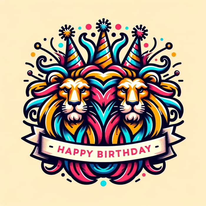 Vibrant Roaring Lion Logo Design for Birthday Celebration