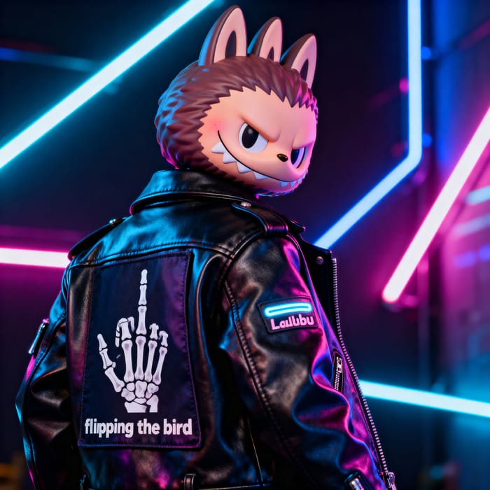 Labubu in Leather Jacket with Cyberpunk Style Labubu in Leather Jacket with Cyberpunk Style