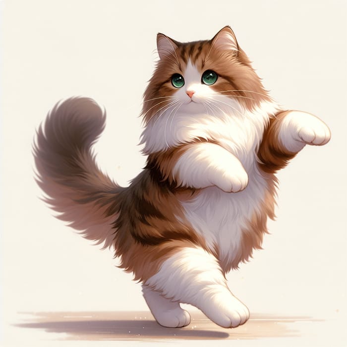 Brown and White Cat Dancing | Joyful Ballet Pose