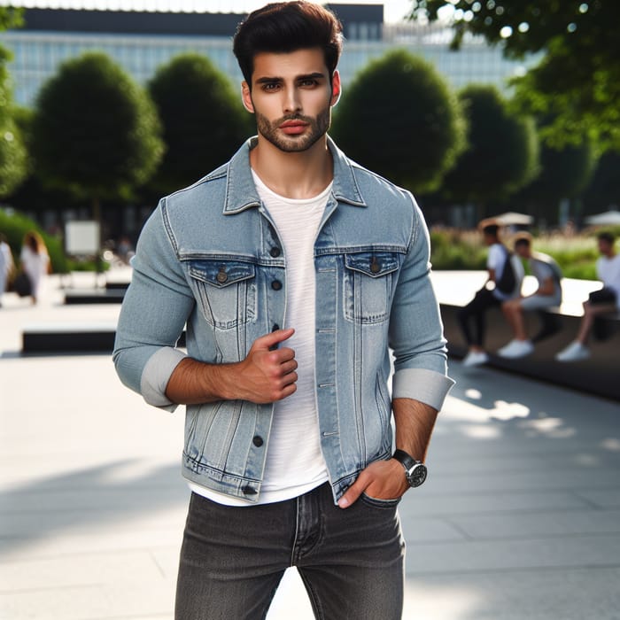 Middle-Eastern Man in Casual Denim Attire