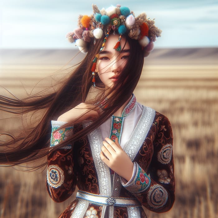 Kazakh Girl in Traditional Attire | Celebrating Nauryz in Animated Style