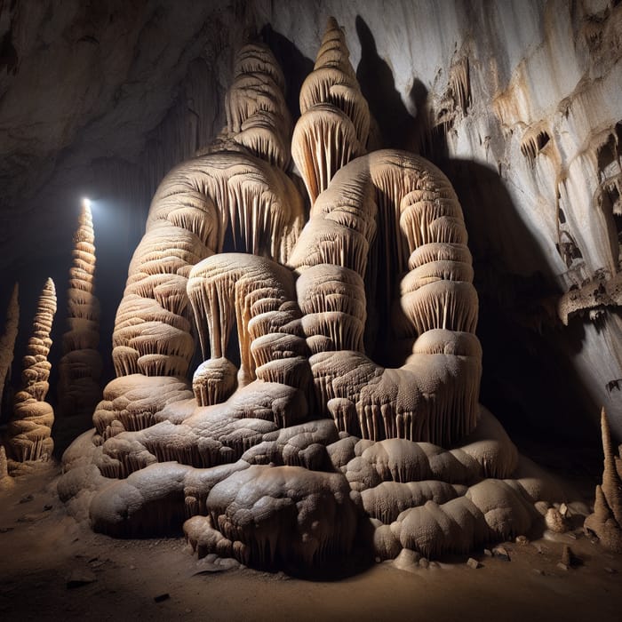 Majestic Stalagmites Forming Number 60 in Cave