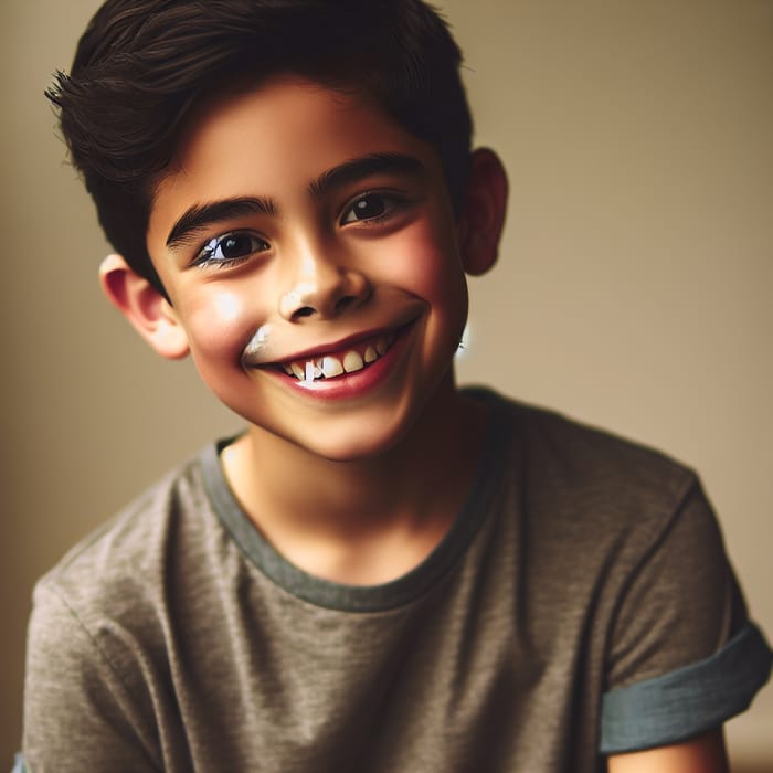 Cheerful Young Hispanic Boy Smiling