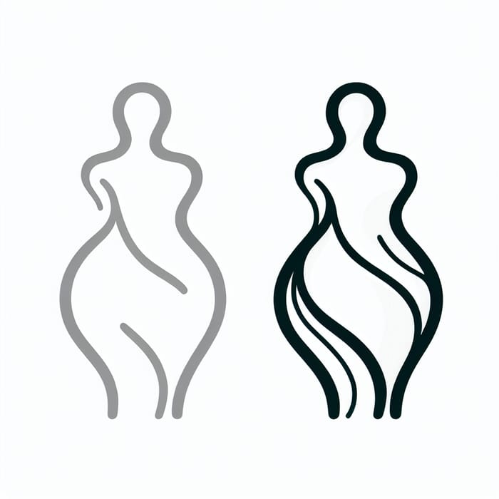 Cartoon Outline of a Curvy Female Figure - Elegance in Simplicity