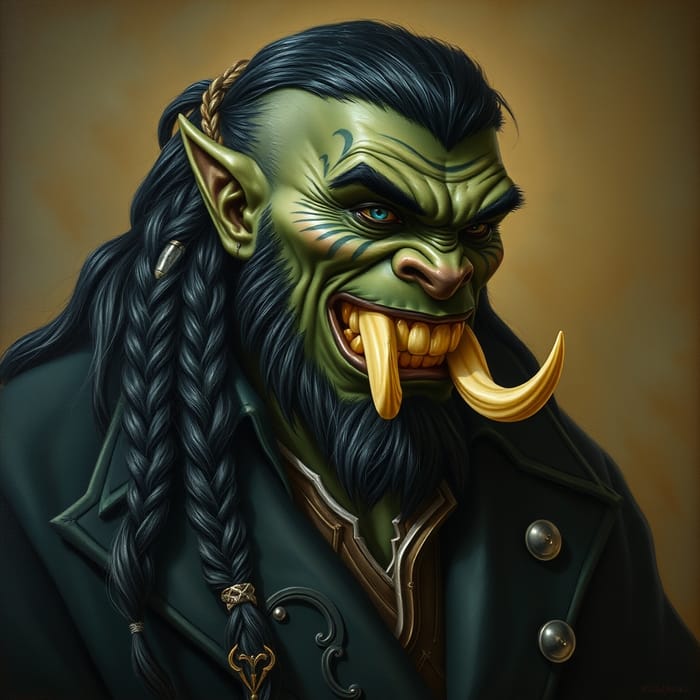 Half-Orc Pirate Captain in Da Vinci Style