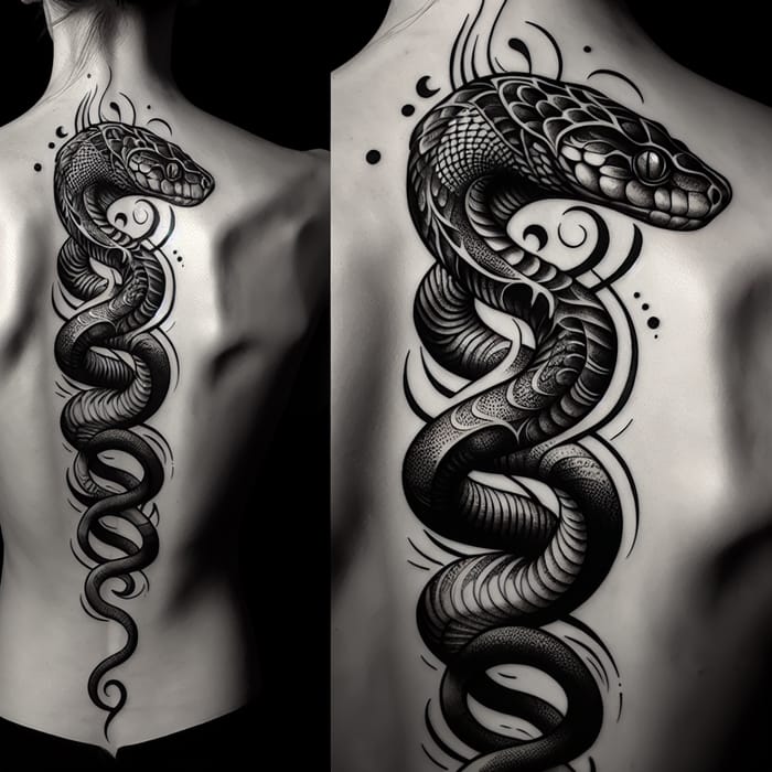 Vertical Snake Tattoo for Back | Serpentine Ink Art