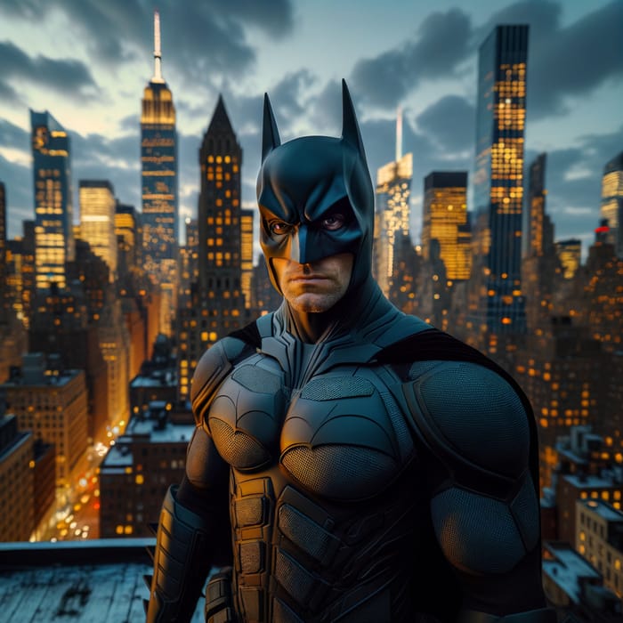 Batman Trump Overlooks New York's Dusk Skyline