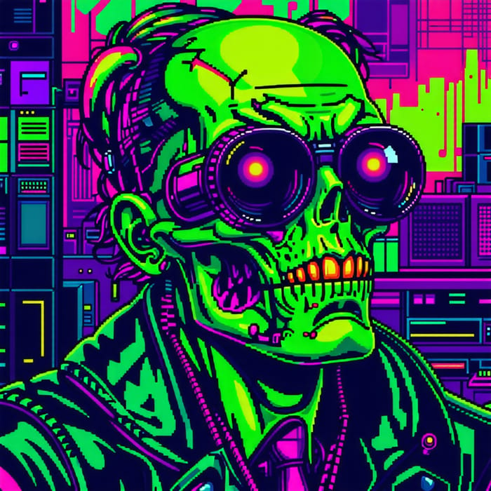 8 Bit Pixel Art: Cyberpunk Toxic Multicolor Design