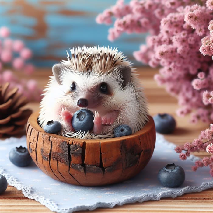 Adorable Hedgehog with Blueberry