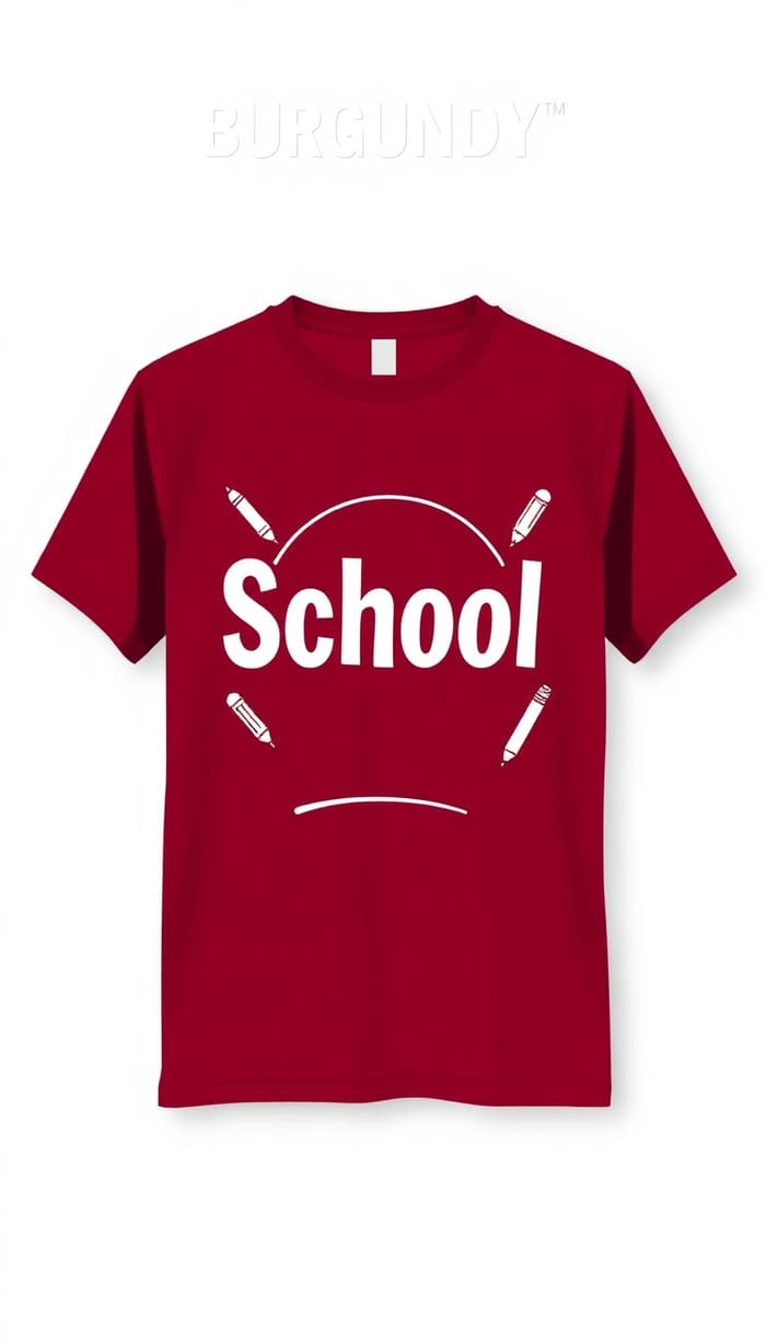 Stylish Burgundy School T-Shirt Design