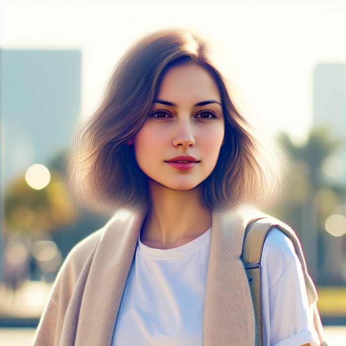 Medium Build Woman Outdoors in Casual Attire | Thoughtful Expression