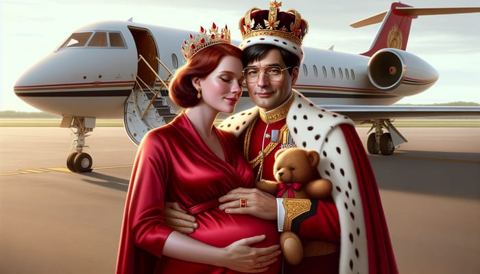 Middle-Aged Royal Couple Embrace at Airport - King David & Queen Bella