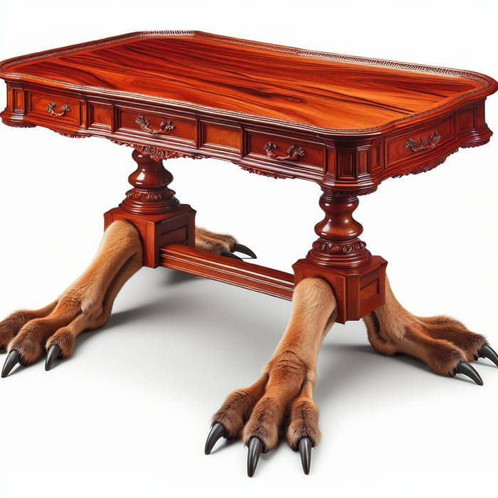 Unique Wooden Bed Serving Table with Kangaroo Feet