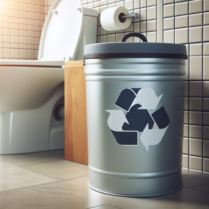 Bathroom Trash Can with Recycling Symbol - Sustainable Solution