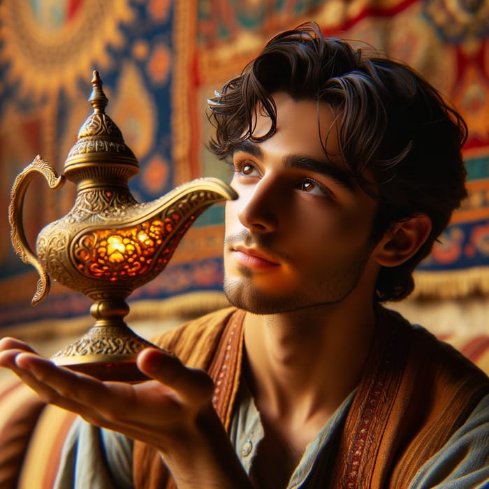 Alladin Holding Golden Lamp