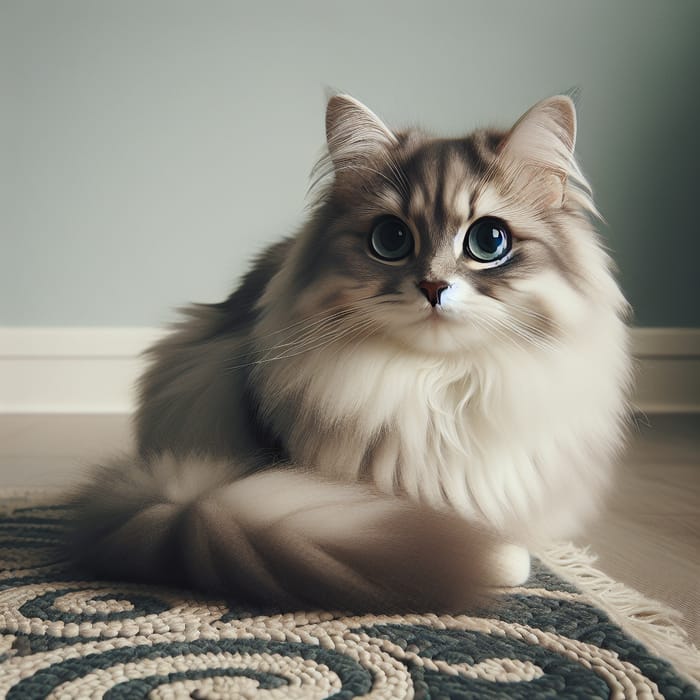 Adorable Cat with Stunning Eyes | Fluffy Grey & White Fur