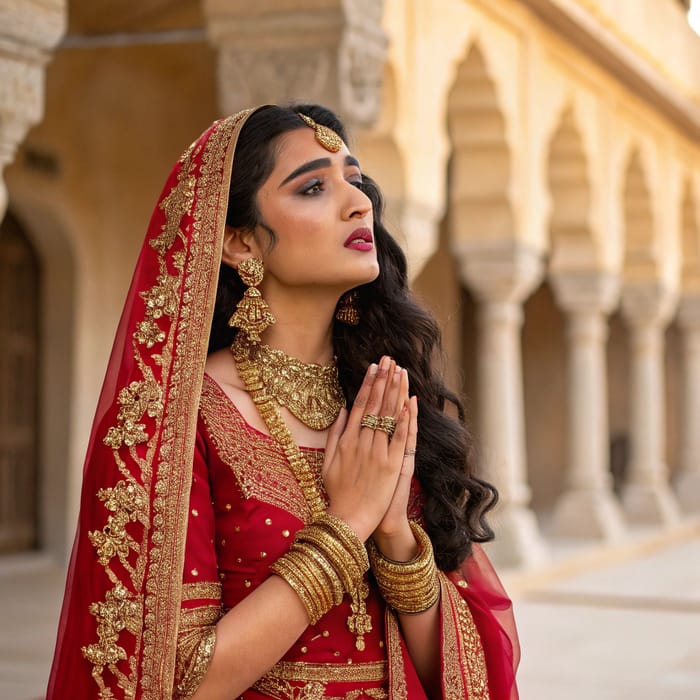 Emotional Indian Princess in Bridal Lehenga Emotional Indian Princess in Bridal Lehenga