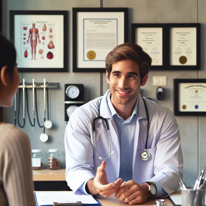 Caring Doctor Offering Clear Medical Advice to Patient in Office