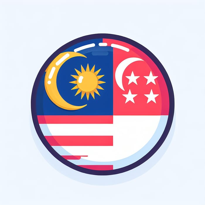 Round Malaysia & Singapore Flag Icon Design Round Malaysia & Singapore Flag Icon Design