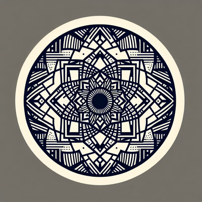 Minimalist Geometric Circle Design with Bold Black and Blue Patterns