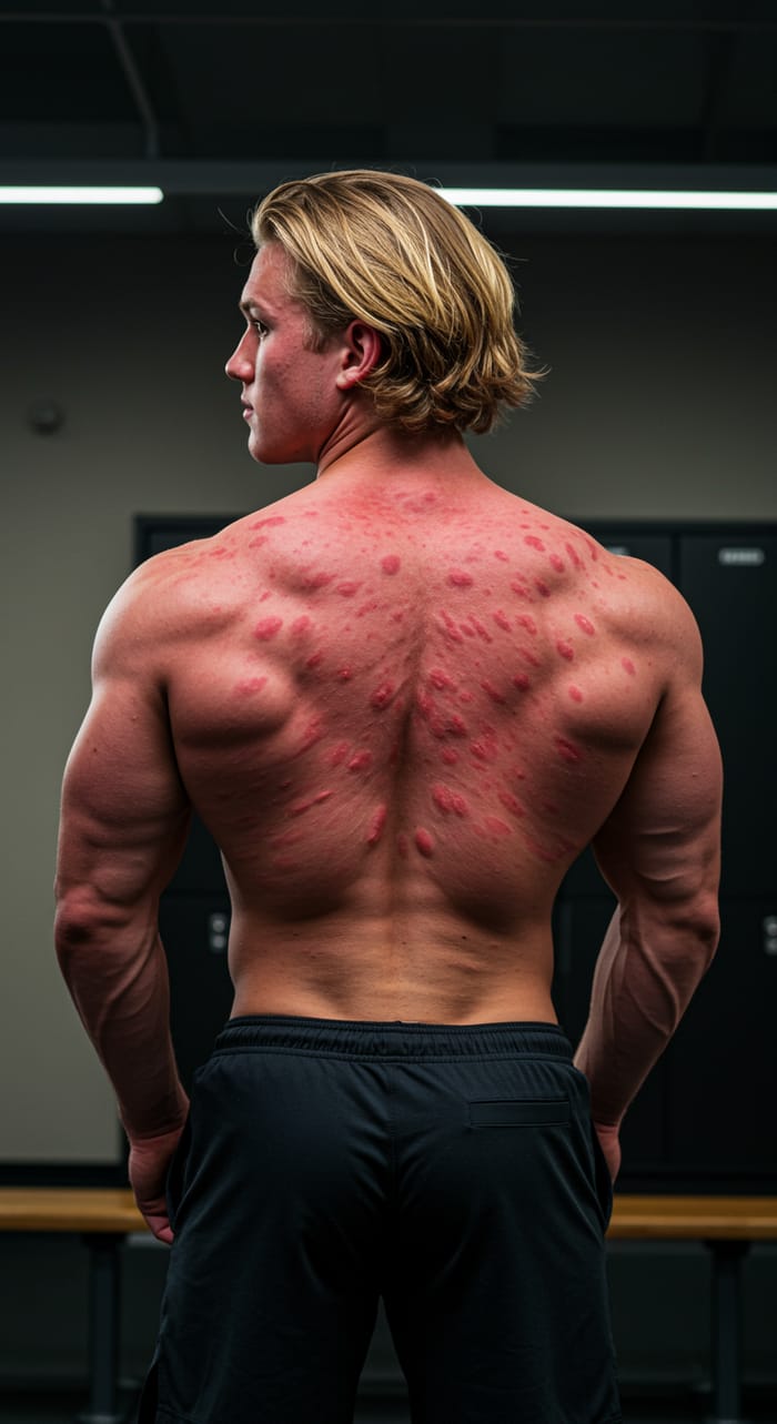 Muscular Bodybuilder in Locker Room - Photorealistic Shot