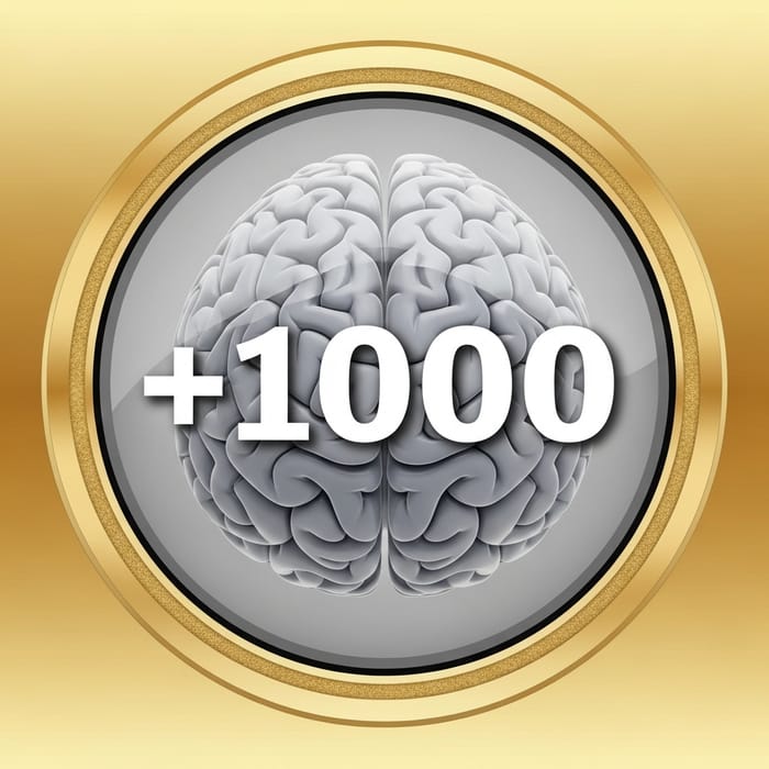 Brain Icon with +1000 | 500px Round Design