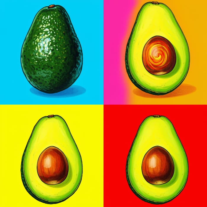 Bold Pop Art Avocado Design - Four Variations