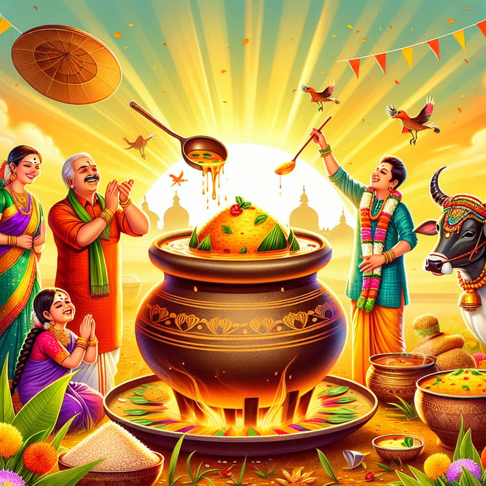 Pongal Festive Delight with Joyful South Asian Family