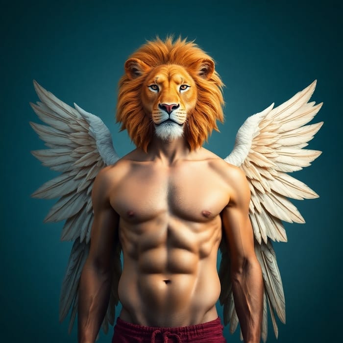 Lion-Headed Man with Six Wings Art