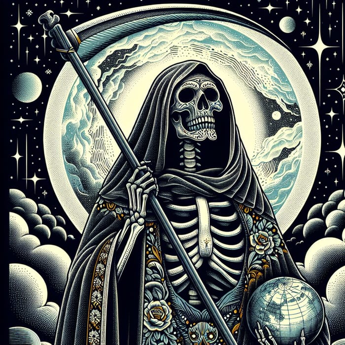 Santa Muerte Illustration: Traditional Folkloric Depiction