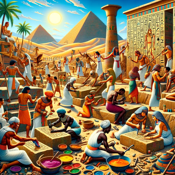 Ancient Egyptian Workers: Vibrant Craftsmanship