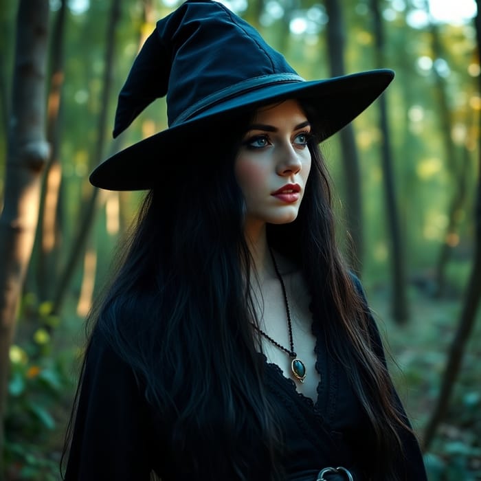 Enchanting Witch in a Forest Setting