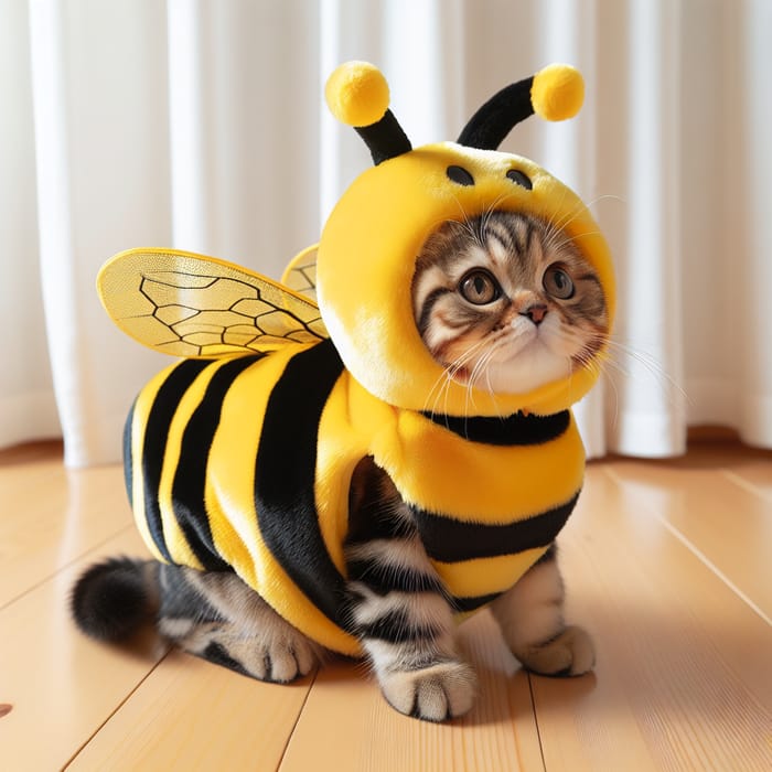 Irresistibly Cute Cat in Chubby Bee Costume - Vibrant Look
