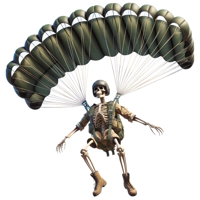 Paratrooper Skeleton with Deployed Parachute