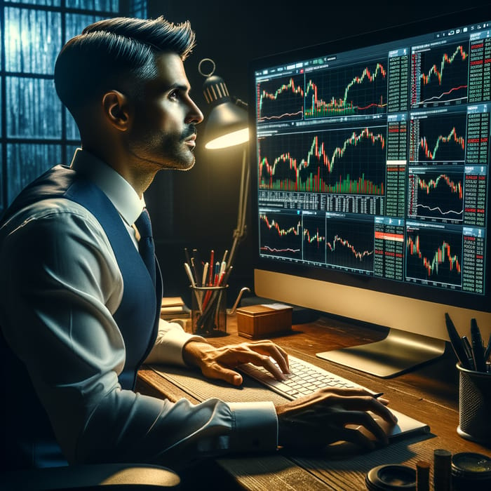 Focused Latino Trader Analyzing Stock Markets